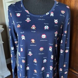 Land’s End Navy Blue Doggy Patterned Nightgown Dress